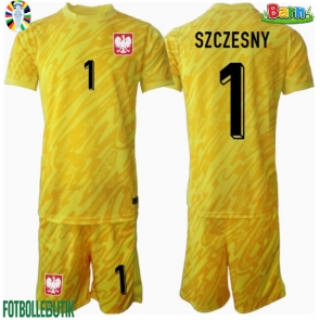 Polen Wojciech Szczesny #1 Målvakt Hemmaställ Barn EM 2024 Kortärmad (+ Korta byxor)